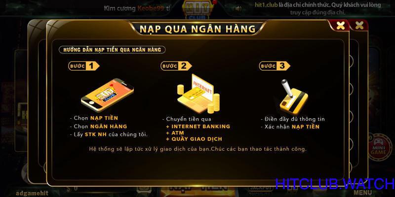 Hướng dẫn nạp tiền Hitclub