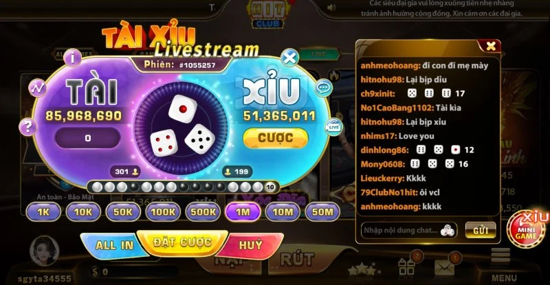 Mục chat trực tiếp game tài xỉu livestream hit club