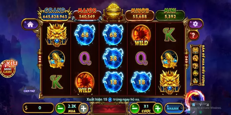 Các biểu tượng trong slot kho báu tứ linh Hit Club