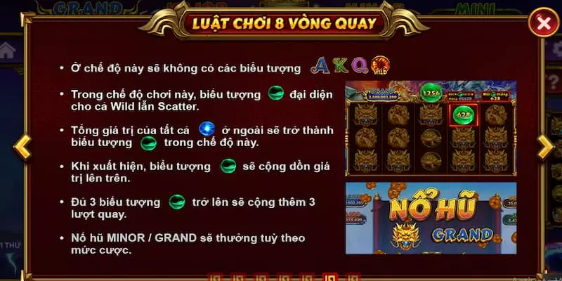 Luật chơi 8 vòng quay trong game kho báu tứ linh Hit Club