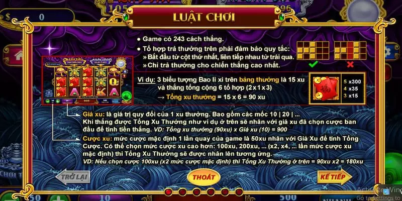 Quy tắt trong game Kho tàng ngũ long Slot 