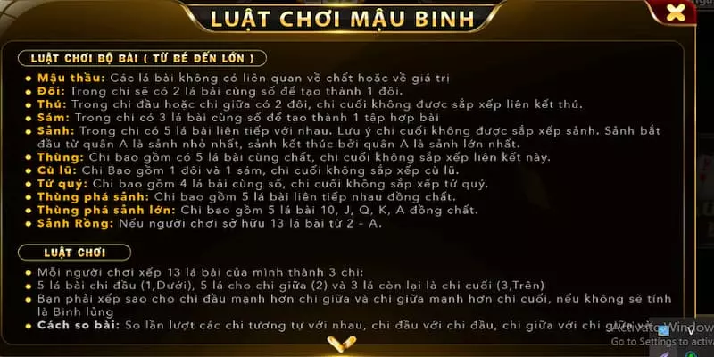 Luật chơi Mậu Binh Hit Club mà bạn cần nắm