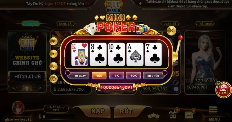 Luật chơi Mini Poker Hit Club chuẩn