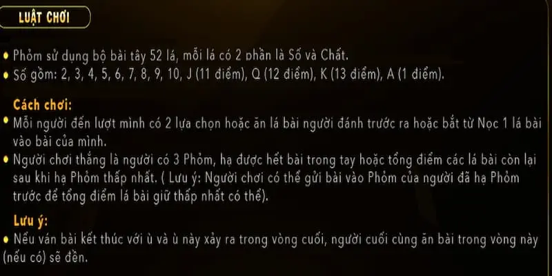 Luật chơi bài Phỏm Hit Club