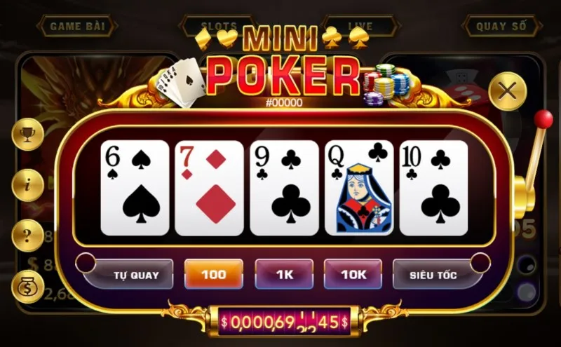 Thao tác chơi Mini Poker Hit Club cơ bản tân thủ cần biết